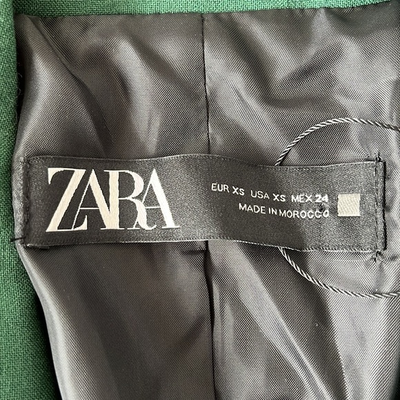 NWOT Zara Dark Green Double Breast Lapel Collar Blazer - Picture 5 of 9